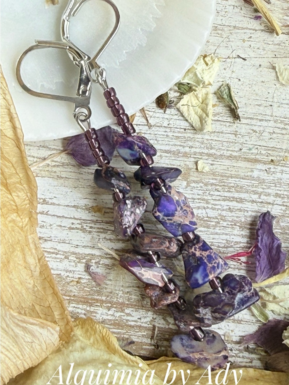 Alquimia Purple and Lavender Stone Chip Dangle Earrings